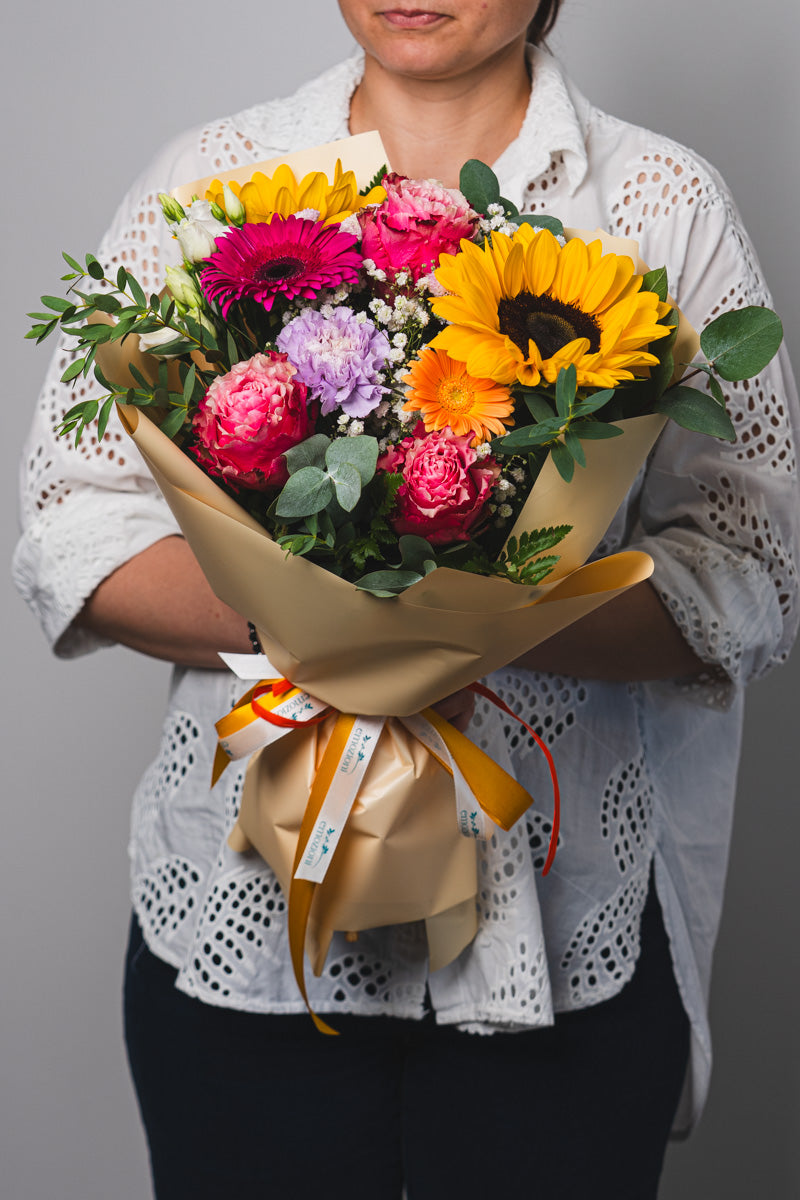Bouquet Colorato con Girasoli, Gerbere e Rose | Consegna a Torino