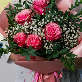 Bouquet di Rose Rosa e Gypsophila | Consegna a Torino Emozioni
