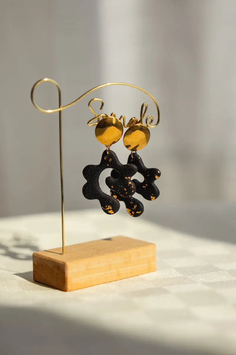 Orecchini Pendenti Nero & Oro | Clay Design Emozioni