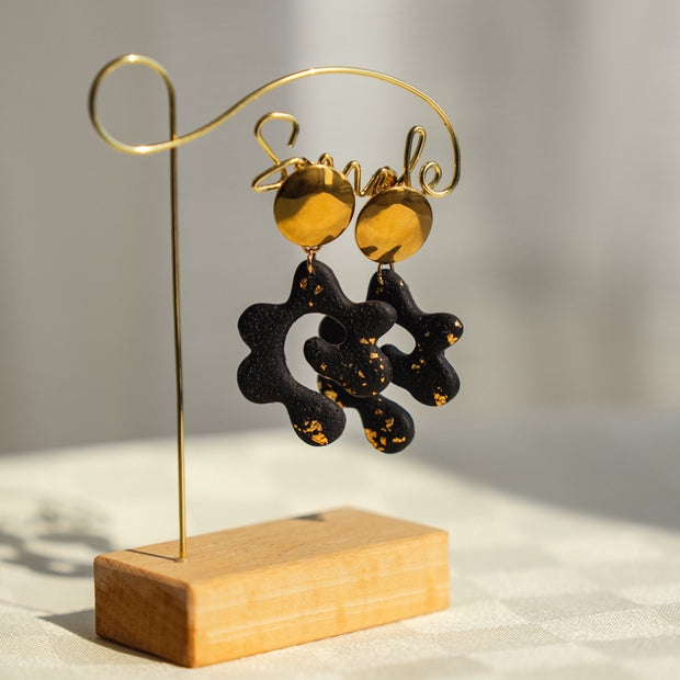 Orecchini Pendenti Nero & Oro | Clay Design
