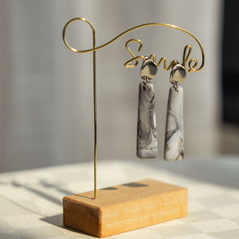 Orecchini Effetto Marmo Grigio – Forma Allungata | Clay Design