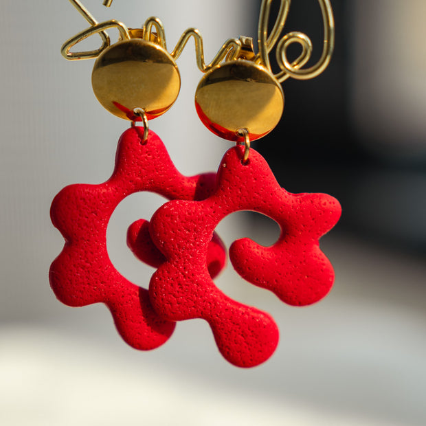 Orecchini Pendenti Corallo Rosso | Clay Design