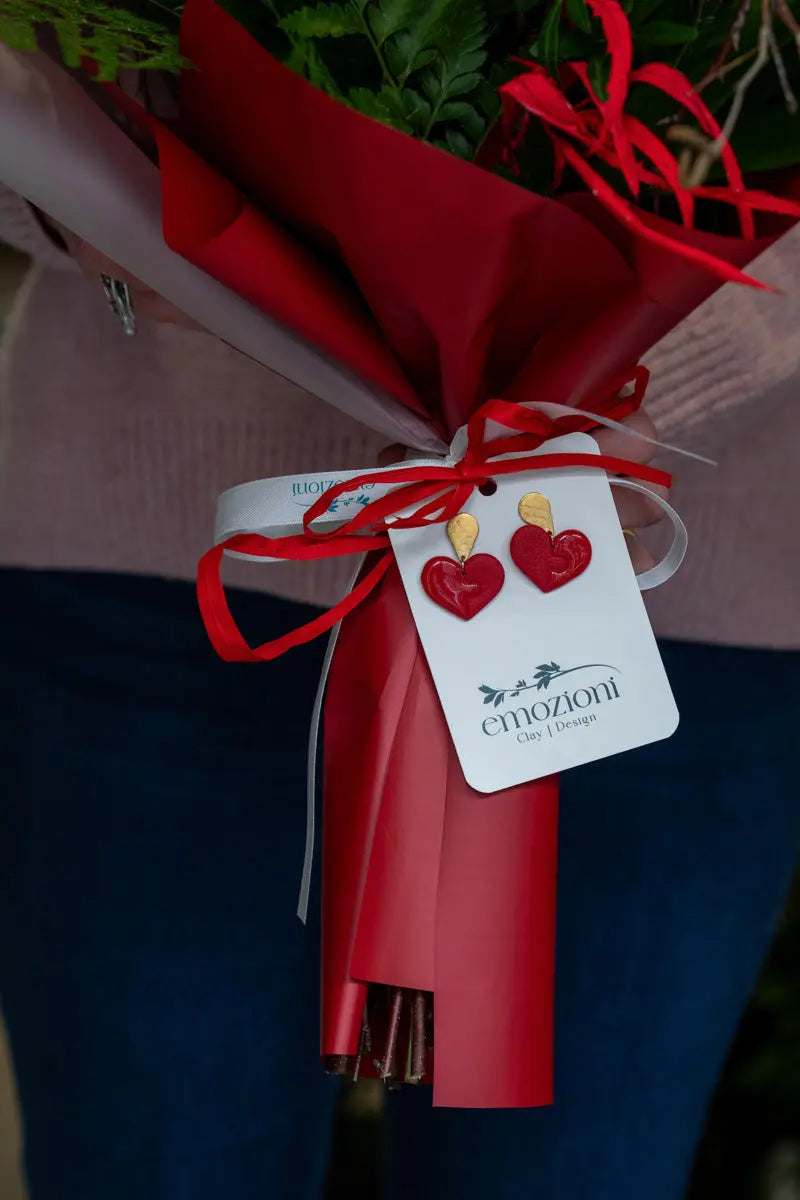 Orecchini a Cuore in Argilla Polimerica - Regalo San Valentino Originale Emozioni