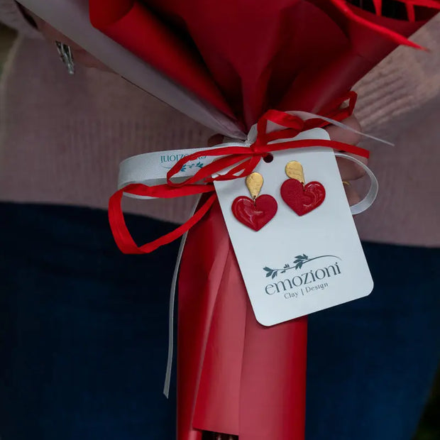 Orecchini a Cuore in Argilla Polimerica - Regalo San Valentino Originale Emozioni