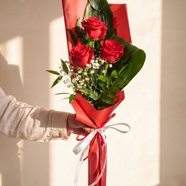 Rose rosse confezionate, 3 rose — Torino