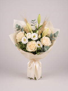 Bouquet di Laurea Torino con Spighe e Rose Crema