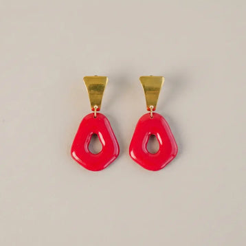 Orecchini rossi a goccia – Argilla handmade effetto lucido Emozioni