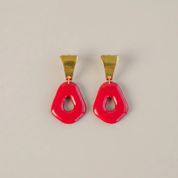 Orecchini rossi a goccia – Argilla handmade effetto lucido Emozioni