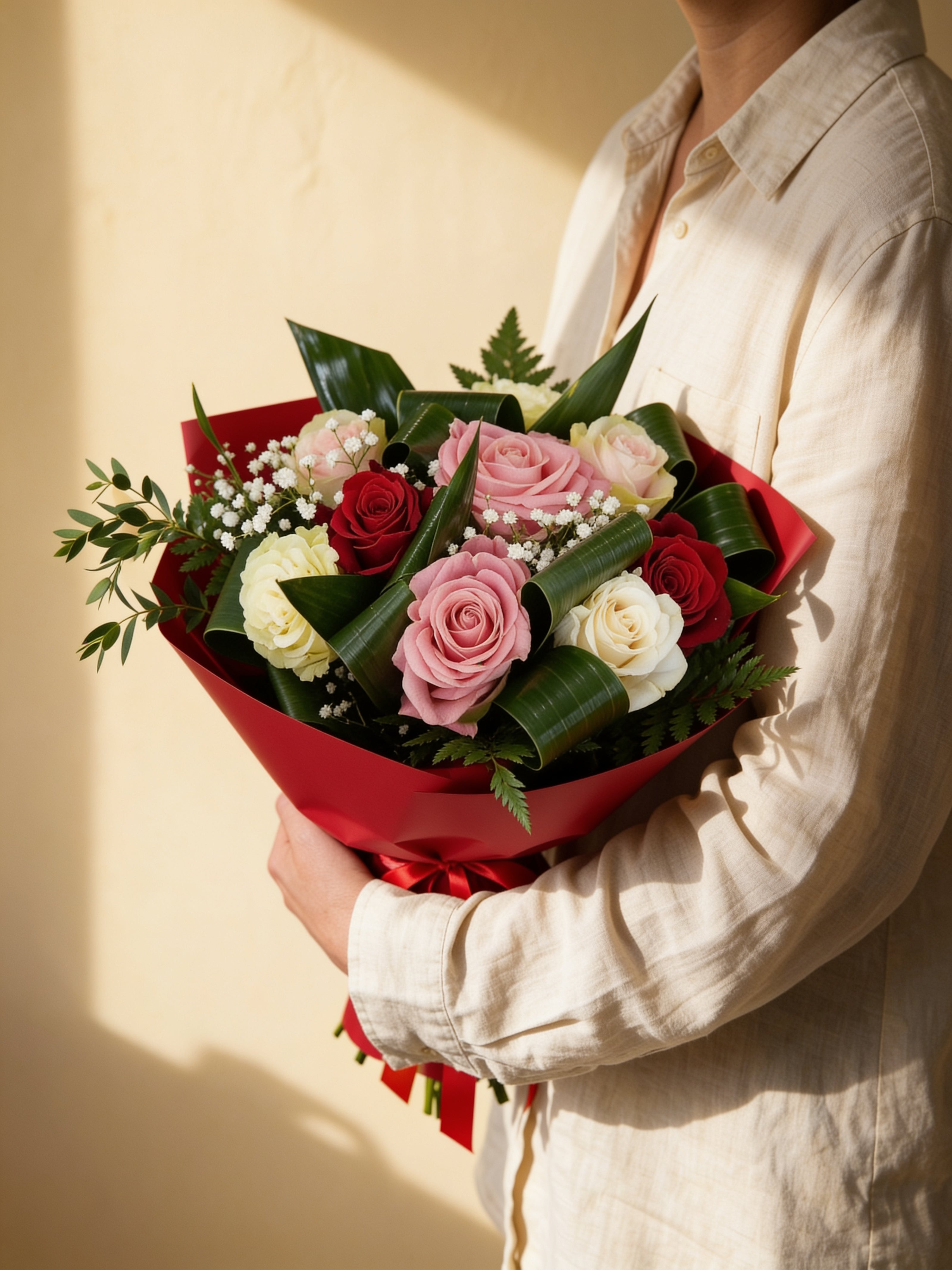 Verziere, bouquet di rose miste, vista laterale — Torino