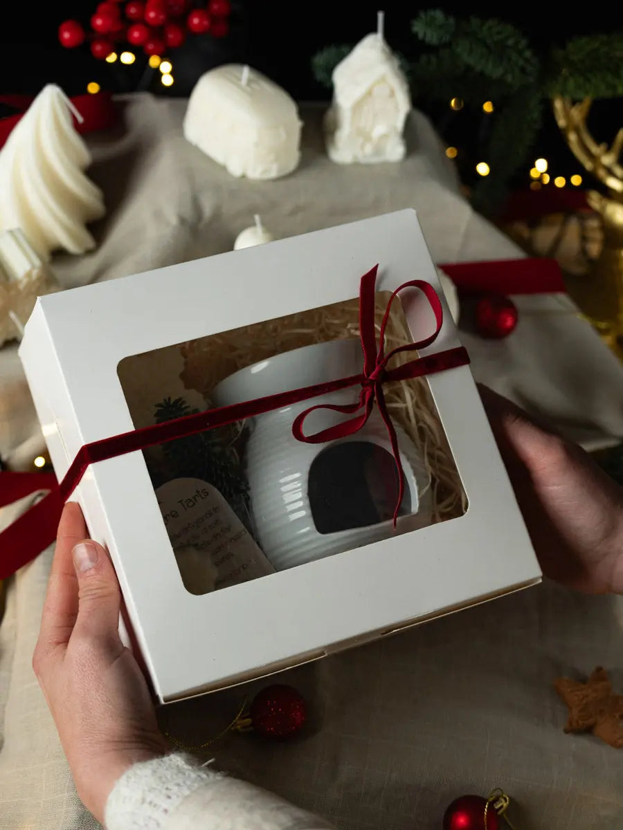 Gift Box Bruciaessenze+Tart+Candela Fiocco in Cera di Soia – Idea Regalo Profumata Emozioni