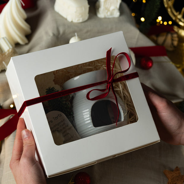 Gift Box Bruciaessenze+Tart+Candela Fiocco in Cera di Soia – Idea Regalo Profumata