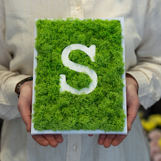 Cornice Personalizzata con Iniziale in Muschio Stabilizzato