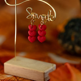 Orecchini Pendentini Cuori Rossi in Argilla | Clay Design