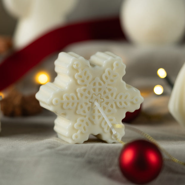 Candela Fiocco di Neve in Cera di Soia – Decorazione Invernale