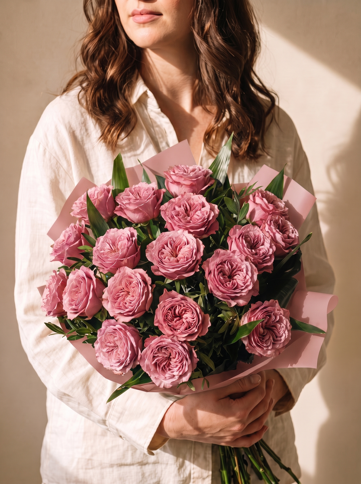 Bordura, mazzo di 18 rose garden rosa antico — Emozioni Fiori Torino