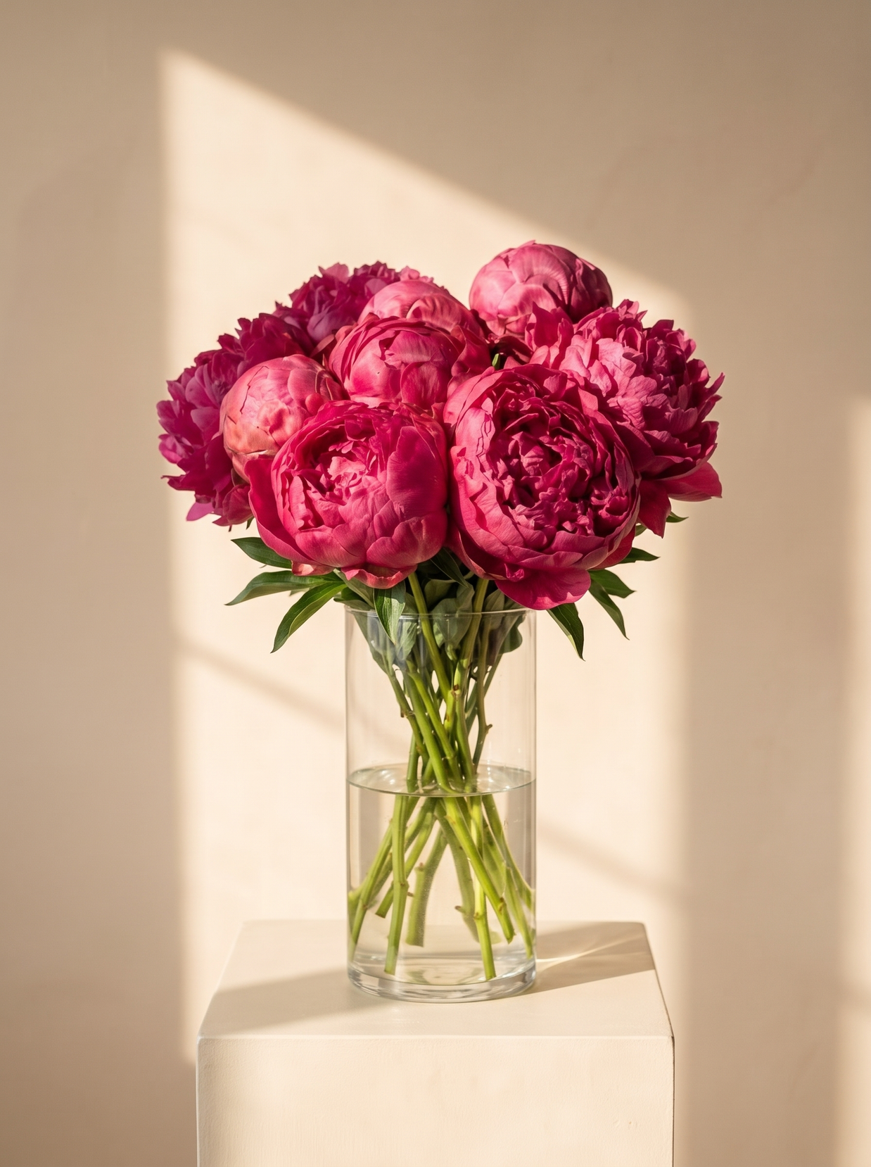 Fiorita, peonie fucsia in vaso di vetro — Emozioni Fiori Torino