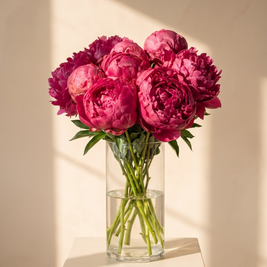Fiorita, peonie fucsia in vaso di vetro — Emozioni Fiori Torino