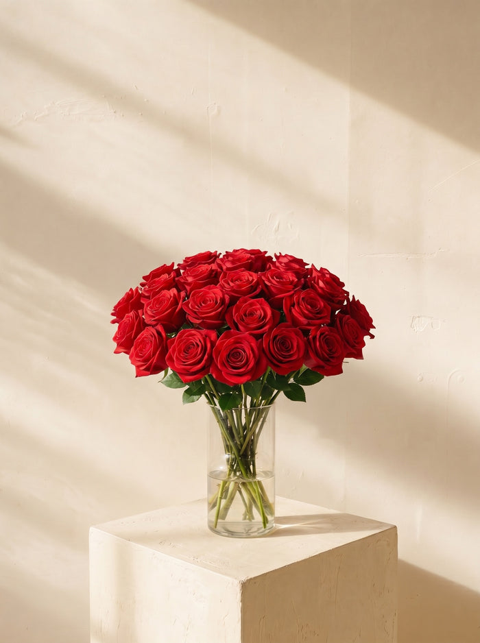 Mazzo di 50 rose rosse nel vaso — Torino
