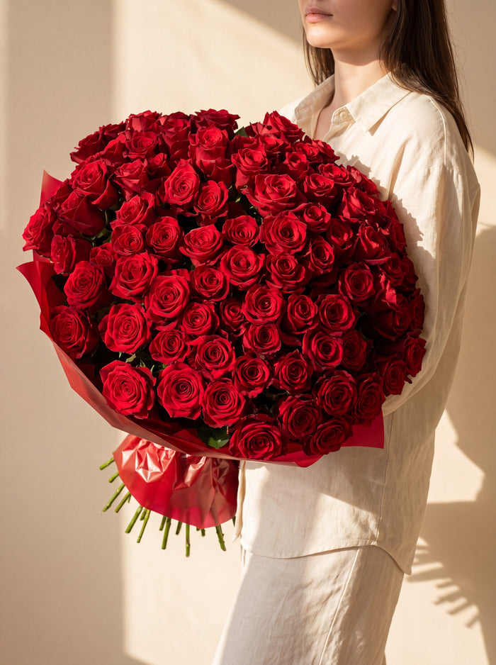 Mazzo di 100 rose rosse — Emozioni Fiori Torino