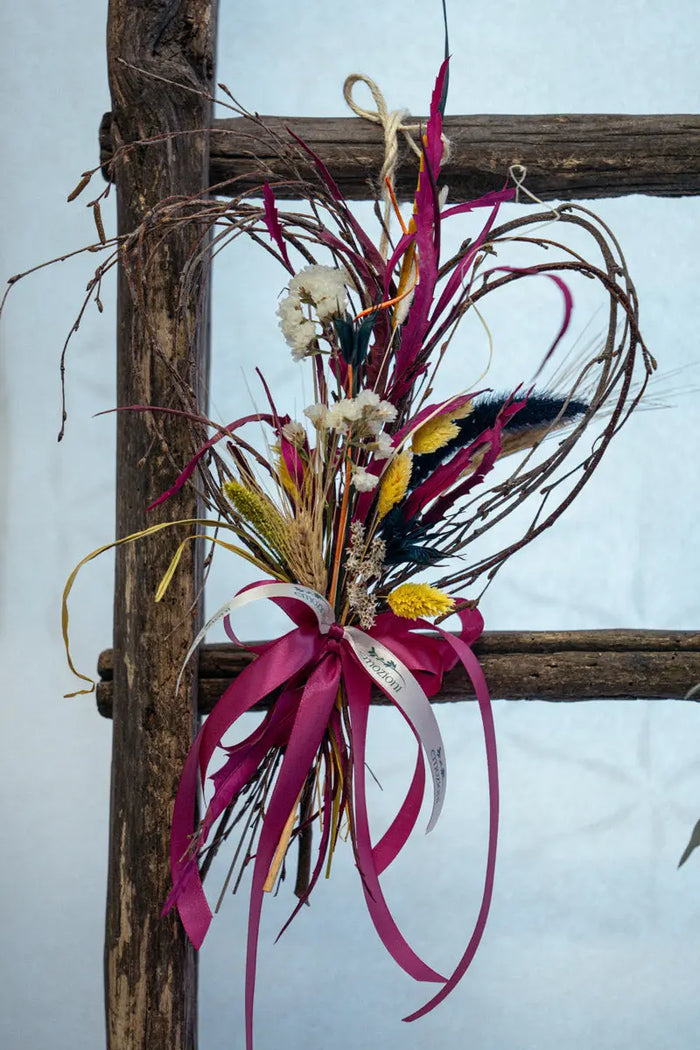 Cuore di Fiori Secchi in Toni Fucsia | Decorazione fatto a mano Emozioni