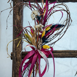 Cuore di Fiori Secchi in Toni Fucsia | Decorazione Artigianale