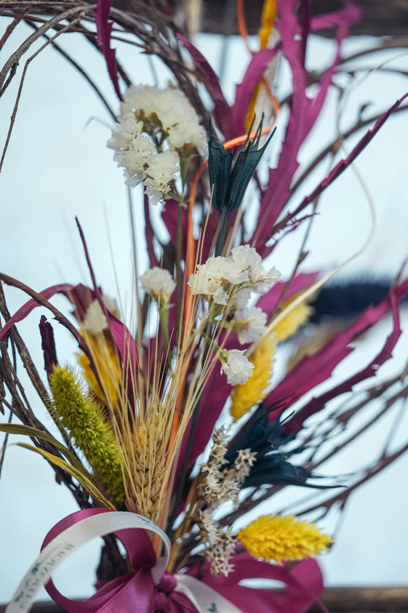 Cuore di Fiori Secchi in Toni Fucsia | Decorazione Artigianale