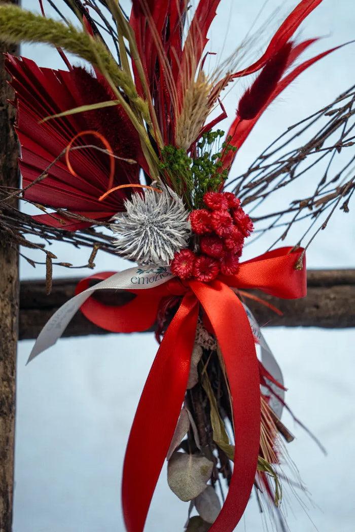 Cuore di Fiori Secchi Rossi | Elegante Decorazione fatto a mano Emozioni