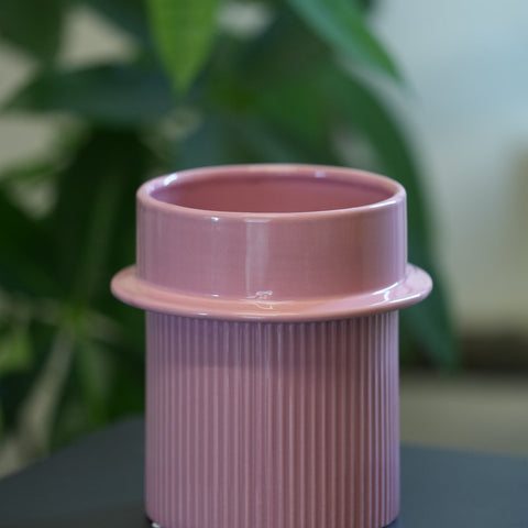 Vaso Rosa Rigato in Ceramica