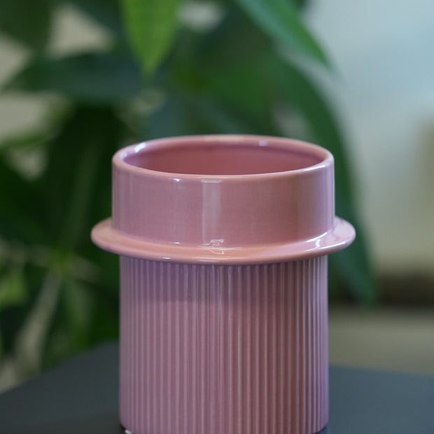Vaso Rosa Rigato in Ceramica